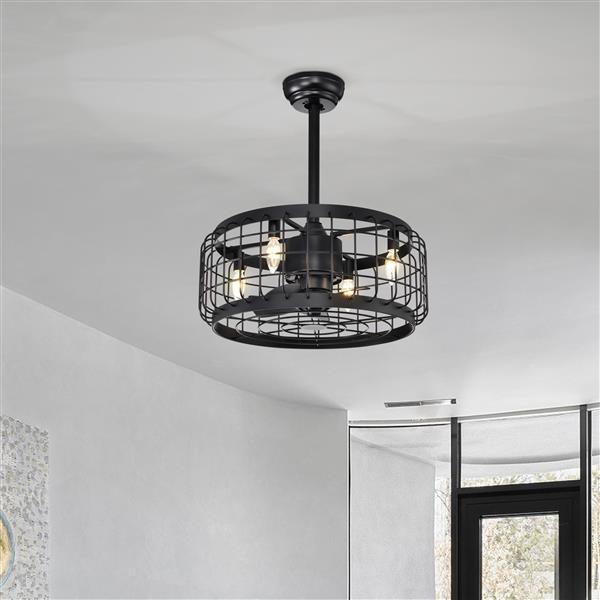 20.24" Caged Ceiling Fan with  Remote Control,Timer, 3 Speeds Indoor Ceiling Fan for Farmhouse, Bedroom Living Room(No include Bulbs)