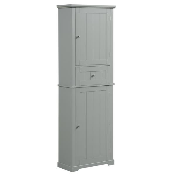 Tall Bathroom Storage Cabinet, Freestanding Storage Cabinet with Drawer and Adjustable Shelf, MDF Board with Painted Finish, Grey