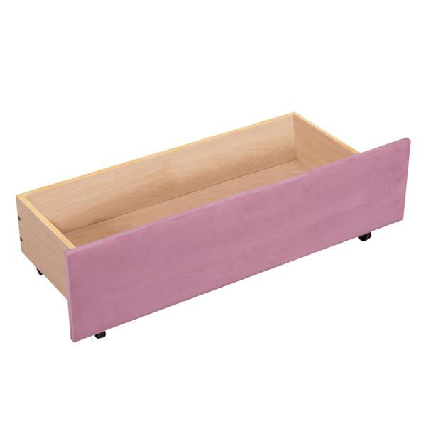 Twin Size Upholstered Daybed with Ergonomic Design Backrest and 2 Drawers, Pink