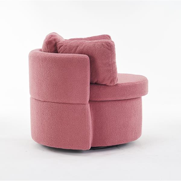 Fabric Swivel And Storage Chair With Back Cushion For Living Room,Dark Pink