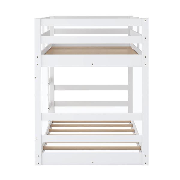 Twin Over Twin Bunk Bed with Ladder, White