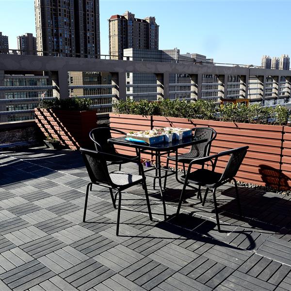 Plastic Interlocking Deck Tiles,44 Pack Patio Deck Tiles,11.8"x11.8" Square Waterproof Outdoor Floor All Weather Use, Patio Floor Decking Tiles for Porch Poolside Balcony Backyard (Dark Grey 44 pack)