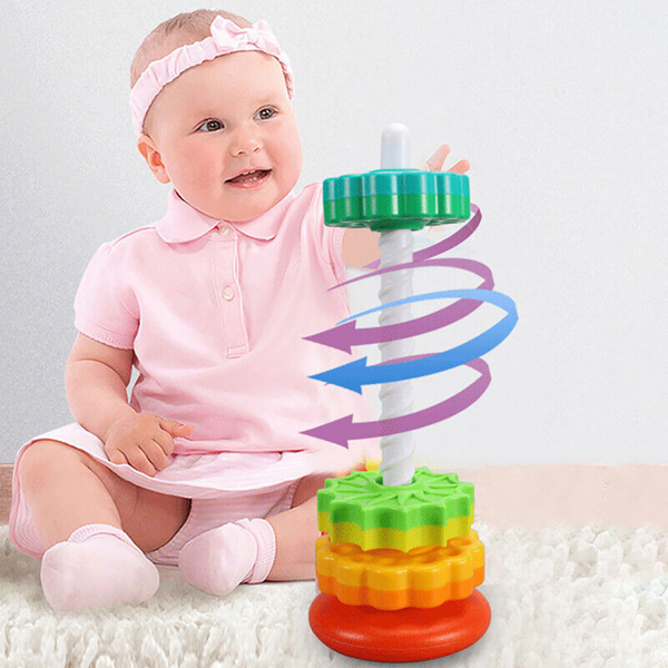 Spinning Stacker Baby Sensory Spin Gears Stacking Rings Baby Preschool Toys N