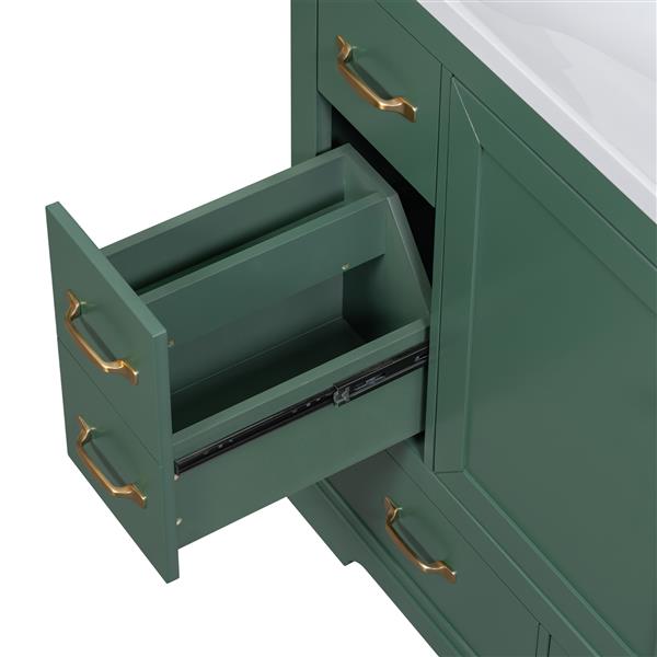 36" Bathroom Vanity with Sink Combo, Six Drawers, Multi-Functional Drawer Divider, Adjustable Shelf, Green