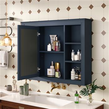 35\\'\\' x 27.5\\'\\' Medicine Cabinet, Wall Mounted Bathroom Storage Cabinet, Modern Bathroom Wall Cabinet with Mirror, Mirror Cabinet with 6 Open Shelves (Not Include Bathroom Vanity )