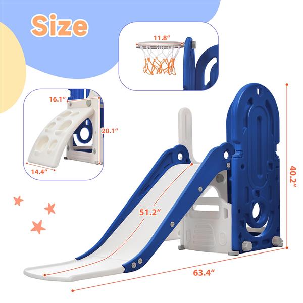 Toddler Climber and Slide Set 4 in 1, Kids Playground Climber  Slide Playset with Basketball Hoop Play Combination for Babies Indoor & Outdoor