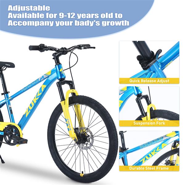 Mountain Bike,24 Inch MTB for Boys and Girls Age 9-12 Years,Multiple Colors