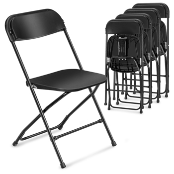 4pcs Injection Molding Classic Garden Plastic Folding Chair Black