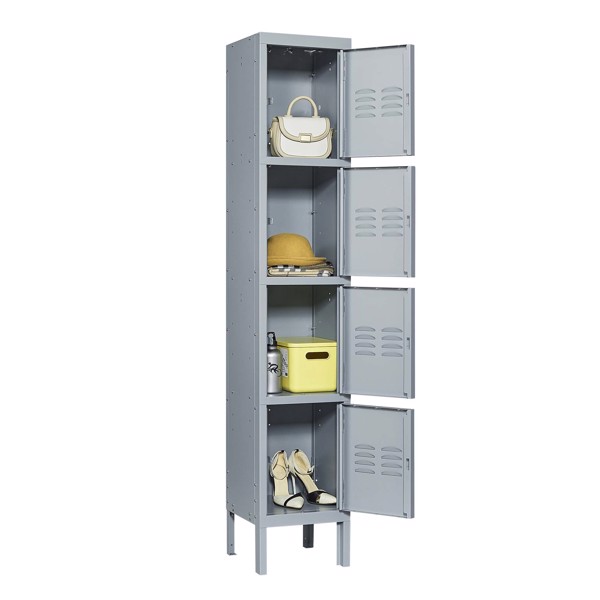 4 Door 66"H Metal Lockers With Lock for Employees,Storage Locker Cabinet for Home Gym Office School Garage,Gray