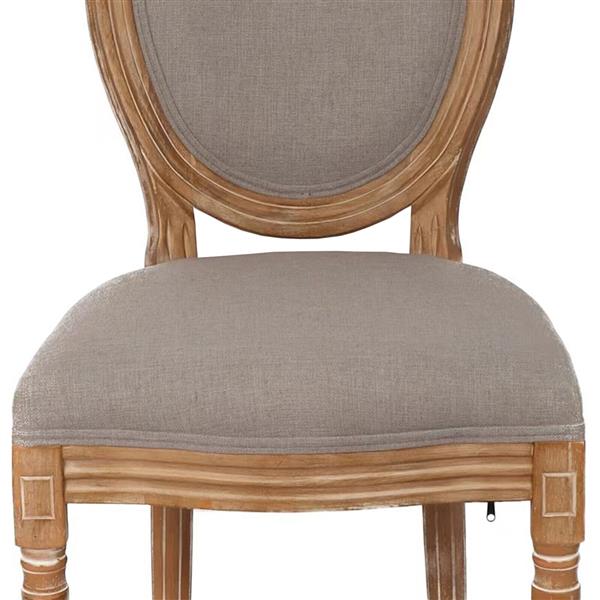 French Country Dining Chairs with Round Back Set of 2, Upholstered, Solid Wood Legs, Side Chairs for Living Room, Wedding Event- Grey