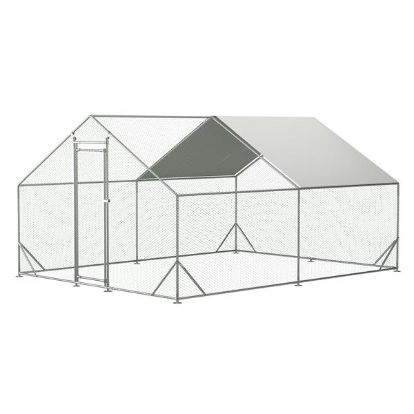 Large Metal Chicken Coop, Walk-in Chicken Run,Galvanized Wire Poultry Chicken Hen Pen Cage, Rabbits Duck Cages with Waterproof and Anti-Ultraviolet Cover for Outside(10' L x 13 W x 6.56' H)