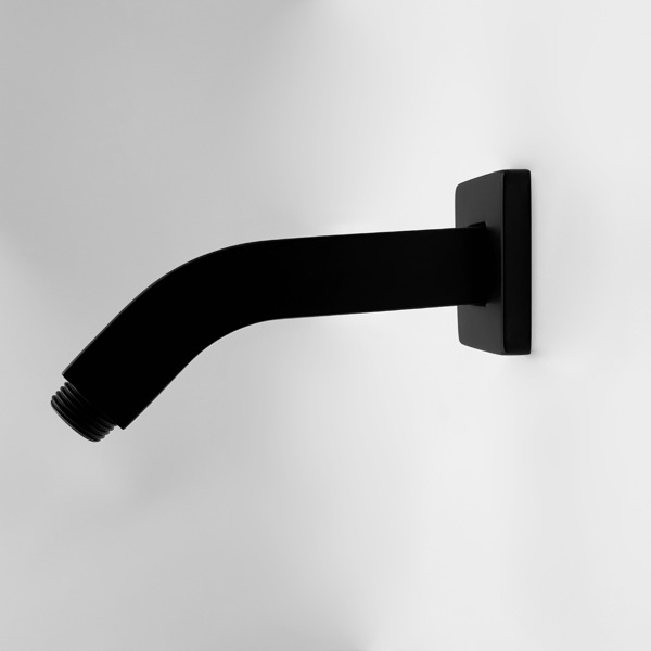 Square Shower Arm with Flange, 1/2 NPT Tapered Threads, Rain Shower Head Arm, Wall Mount Shower Extension Arm 