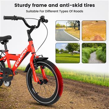 A16115 Kids Bike 16 inch for Boys & Girls with Training Wheels, Freestyle Kids\\' Bicycle with fender and carrier.