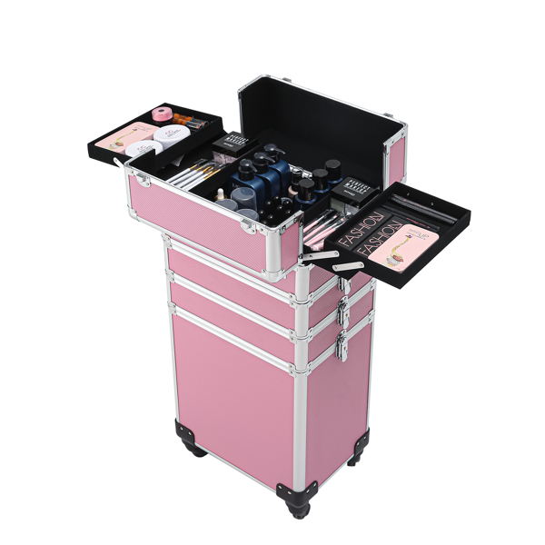 4 in 1 Aluminum Cosmetic Makeup Case Tattoo Box Pink