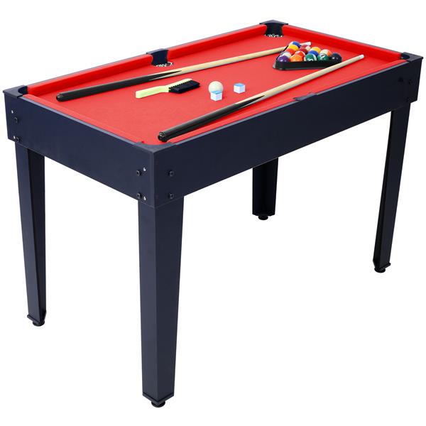 5-in-1 Multi-Game Table - Billiards, Push Hockey, Foosball, Ping Pong, and Basketball black/red