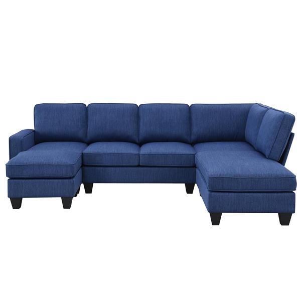 [VIDEO provided] [New] 104.3*78.7" Modern L-shaped Sectional Sofa,7-seat Linen Fabric Couch Set with Chaise Lounge and Convertible Ottoman for Living Room,Apartment,Office,3 Colors