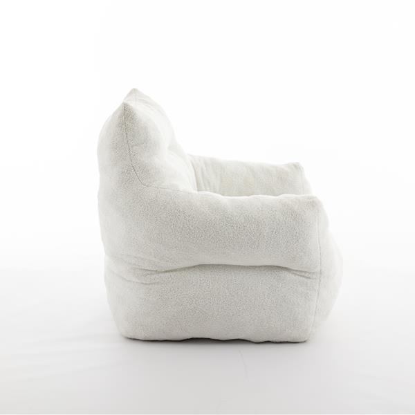 054-Large Size Teddy Fabric Bean Bag Chair Lazy Sofa Chair Sponge filling For Indoor,Ivory