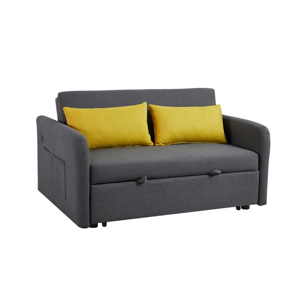 Twins Sofa Bed Grey Fabric