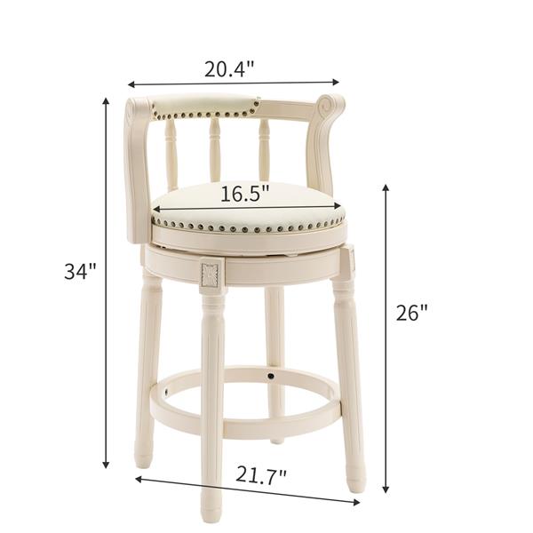 Bar Stools Seat Height 26'' Leather Wooden Bar Stools(WHITE-BLUE 1pc)