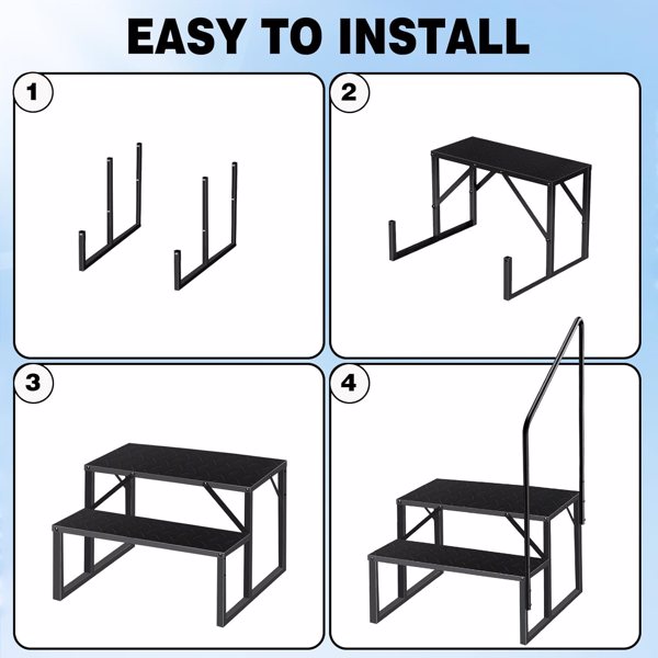 Swimming Pool Ladder Above Ground, RV Steps with Handrail, Heavy Duty Pool Step Hot Tub Steps, 660 lbs Weight Capacity Camper Step Stool Mobile Home Stair for Getting High