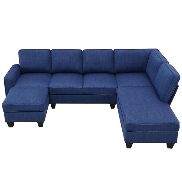 [VIDEO provided] [New] 104.3*78.7" Modern L-shaped Sectional Sofa,7-seat Linen Fabric Couch Set with Chaise Lounge and Convertible Ottoman for Living Room,Apartment,Office,3 Colors