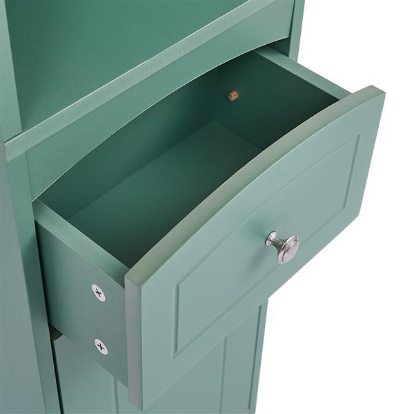 Tall Bathroom Cabinet, Freestanding Storage Cabinet with Drawer, MDF Board, Adjustable Shelf, Green