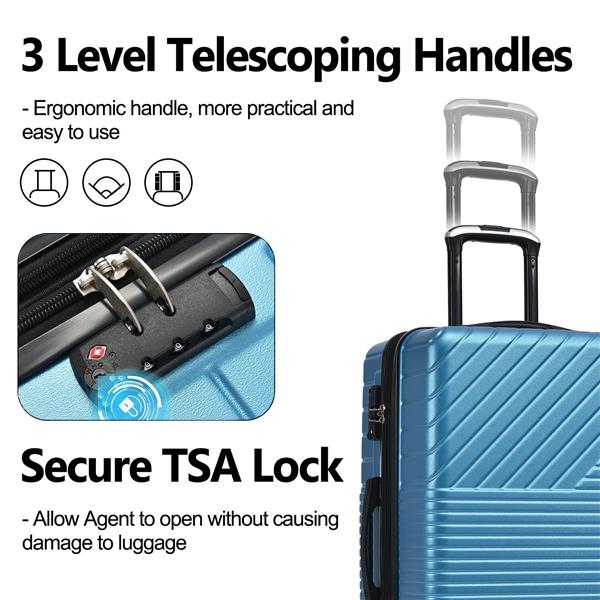 Hardshell Luggage Sets 3 Piece double spinner 8 wheels Suitcase with TSA Lock Lightweight 20''24''28''