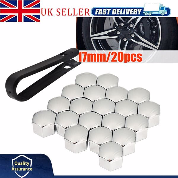 20PCS CHROME ALLOY CAR WHEEL NUT BOLT COVERS CAPS UNIVERSAL FOR ALL CAR 17MM UK