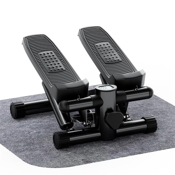 Mini Fitness Stepper, Hydraulic Fitness Stepper with Resistance Bands and Display, Silent Design, Weight Capacity 300LBS, Portable Stepper for Total Body Workout,11.3"L x 12.6"W x 7.8"H,Black