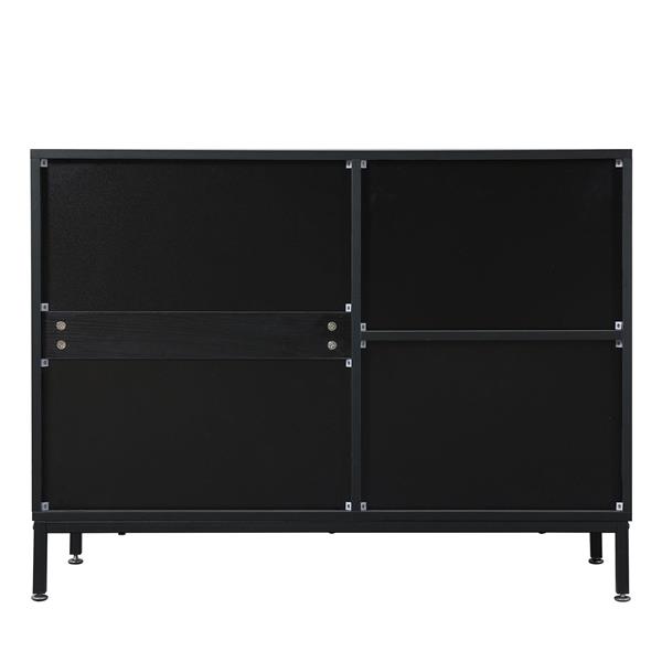 DRESSER CABINET BAR CABINET storge cabinet Glass door side cabinet lockersEmbedded metal handle can be placed in the living room, bedroom, dining room, black+brown