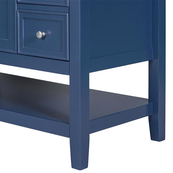 36" Bathroom Vanity with Sink Combo, One Cabinet and Three Drawers, Solid Wood and MDF Board, Blue