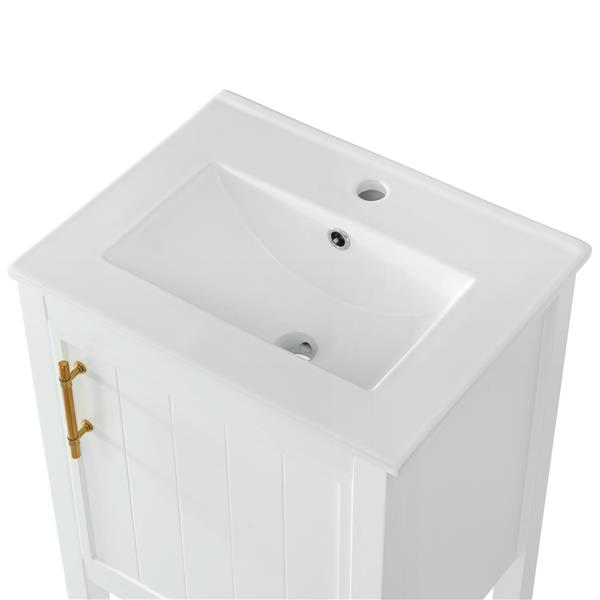 20" Bathroom Vanity with Sink, Bathroom Cabinet with Soft Closing Door, Storage Rack and Open Shelf, White