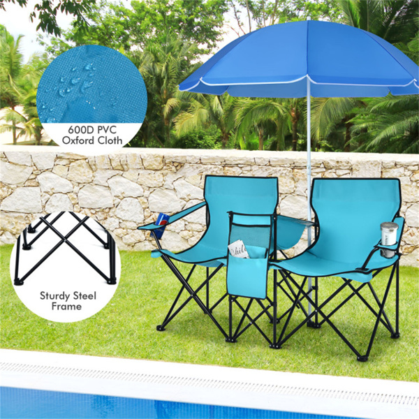 Outdoor camping chair with umbrella