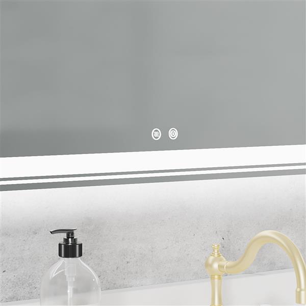 55×36 inch LED-Lit bathroom mirror, wall mounted anti-fog memory Large Adjustable Brightness front and back light Rectangular Vanity mirror