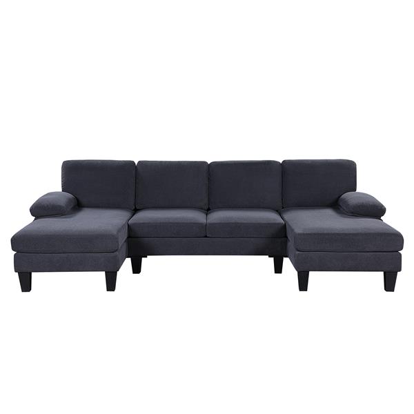 [VIDEO provided][New] 112*56" Granular Velvet Sofa,U-Shaped Couch with Oversized Seat,6-Seat Sofa Bed with Double Chaise,Comfortable and spacious indoor furniture for Living Room,Apartment,2 Colors