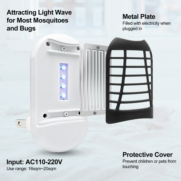 Bug Zapper Indoor, Electronic Fly Zapper Lamp, Non-Toxic, Silent Insect Mosquito Killer, Fly Killers Indoor for Home Use，Shipmentfrom FBA，No shipment on weekends