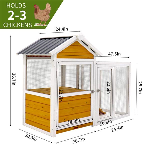 Large outdoor chicken coop Wooden chicken coop, duck coop with nest box, bird cage, rabbit cage - waterproof PVC board ( yellow brown  gradient 80°)