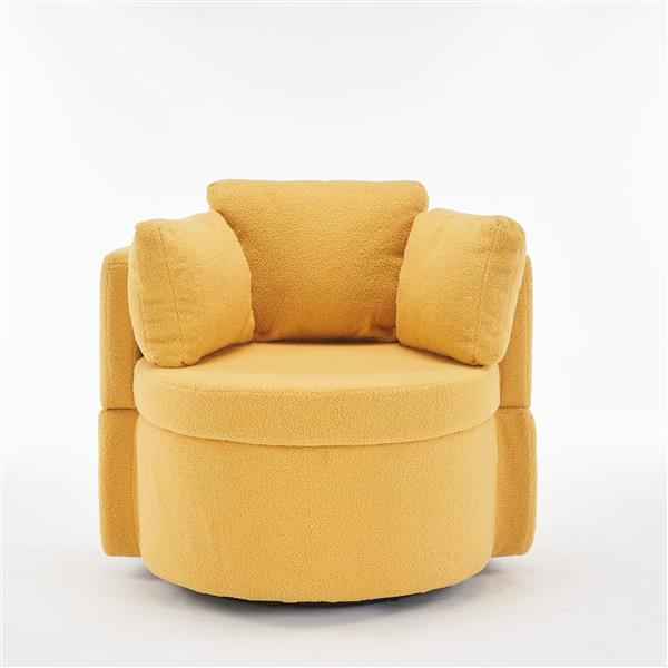 Fabric Swivel And Storage Chair With Back Cushion For Living Room,Yellow