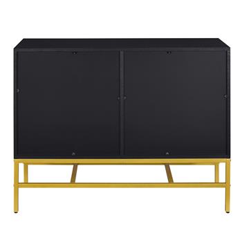 Minimalist & Luxury Cabinet Two Door Sideboard with Gold Metal Legs for Living Room, Dining Room (Black)