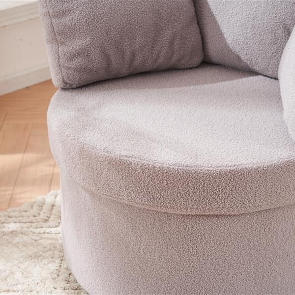 Fabric Swivel And Storage Chair With Back Cushion For Living Room,Light Gray