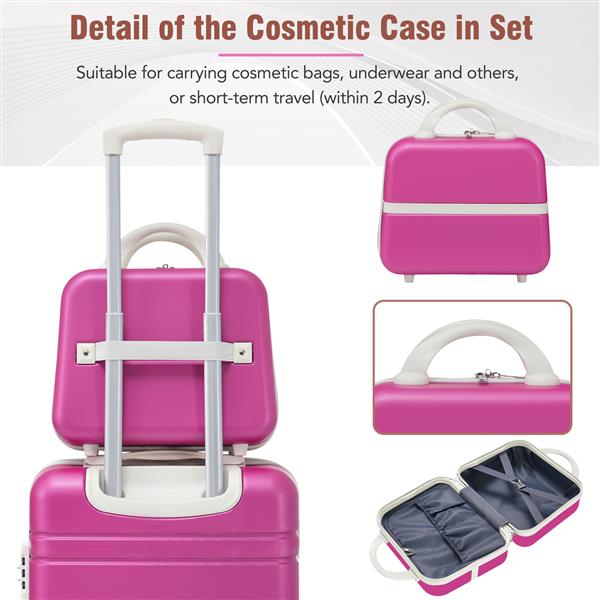 Hardshell Luggage Sets 4 Pieces 20"+24"+28" Luggages and Cosmetic Case Spinner Suitcase with TSA Lock  Lightweight