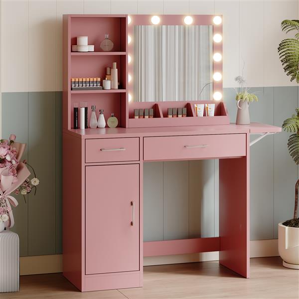 Makeup Vanity Desk with LED Lighted Mirror