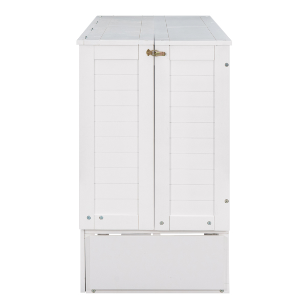 Queen Size Mobile Murphy Bed with Drawer and Little Shelves on Each Side,White 