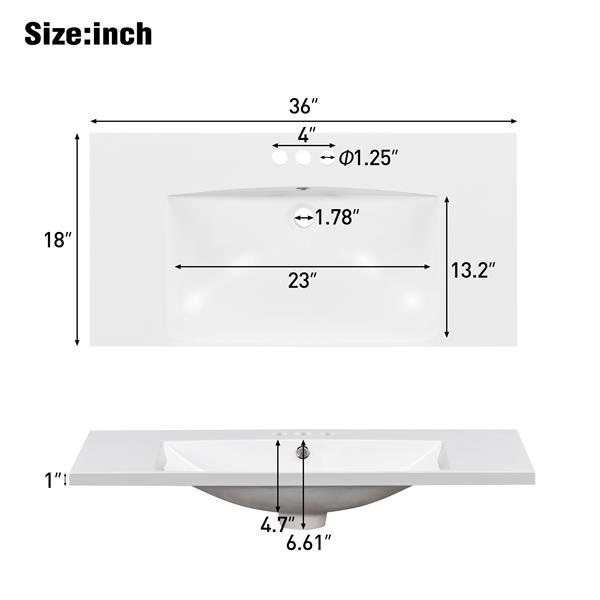 36''Bathroom Vanity with Undermount Sink,Modern Bathroom Storage Cabinet with 2 Drawers and 2 Cabinets,Solid Wood Frame Bathroom Cabinet