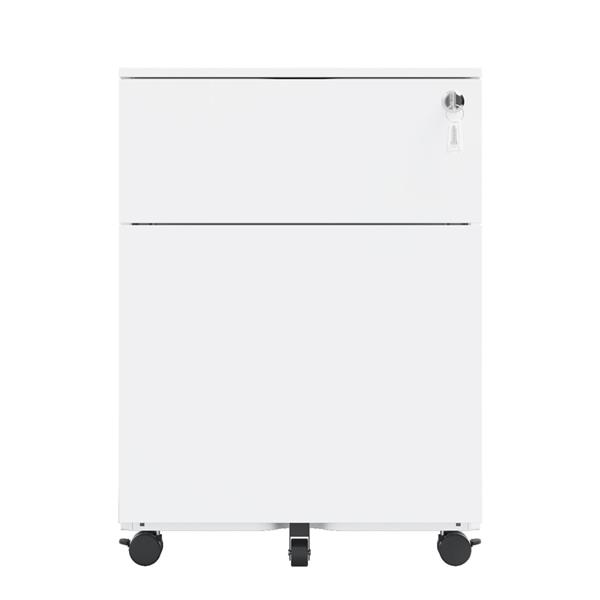 2 Drawer Mobile File Cabinet with Lock Steel File Cabinet for Legal/Letter/A4/F4 Size, Fully Assembled except for Wheels, Home/ Office Design, White