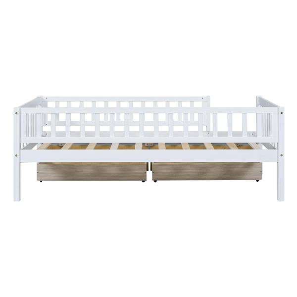 Twin Size Daybed Wood Bed with Two Drawers , White