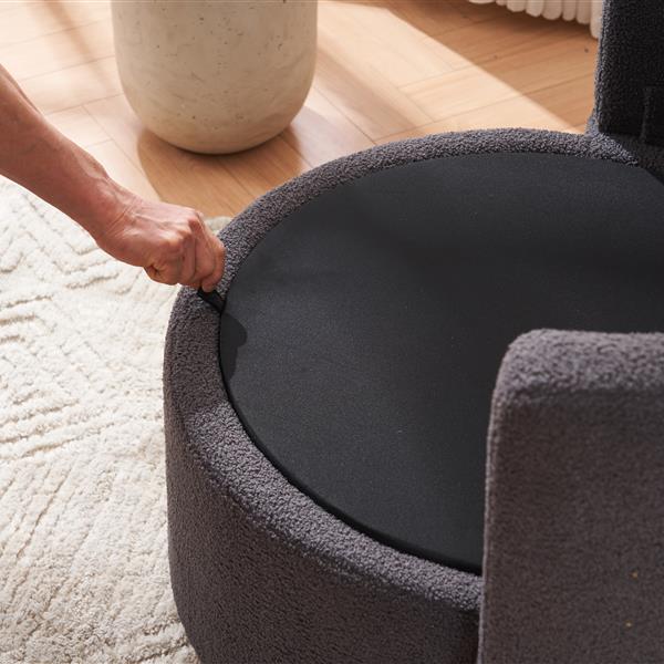 Fabric Swivel And Storage Chair With Back Cushion For Living Room,Dark Gray