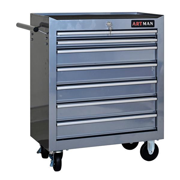 7 DRAWERS MULTIFUNCTIONAL TOOL CART WITH WHEELS-SILVER