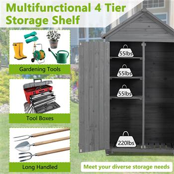 Outdoor Storage Cabinet, Garden Wood Tool Shed, Outside Wooden Shed Closet with Shelves and Latch for Yard 39.56\\"x 22.04\\"x 68.89\\"