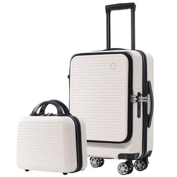 Carry-on Luggage 20 Inch Front Open Luggage Lightweight Suitcase with Front Pocket and USB Port, 1 Portable Carrying Case